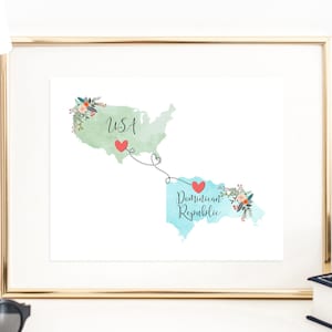 USA Dominican Republic Wall Art / Dominican USA Print / United States Dominican Print / Trip Reveal Print / Military Gifts / Au Pair Gifts