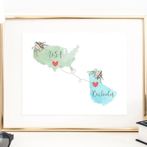 USA Barbados Wall Art / Barbados USA Print / United States Barbados Print / Trip Reveal Print / Military Gifts / Vacation Reveal
