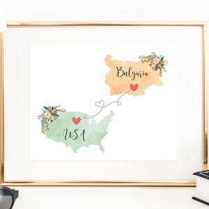 USA Bulgaria Wall Art / Bulgaria USA Print / United States Bulgaria Print / Trip Reveal Print / Military Gifts / Au Pair / Vacation Reveal