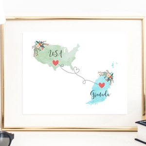 USA Grenada Wall Art / Grenada USA Print / United States Grenada Print / Trip Reveal Print / Military Gifts / Au Pair Gift / Vacation Reveal