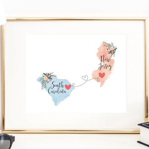 South Carolina New Jersey Wall Art / New Jersey South Carolina Print / South Carolina New Jersey all Art / New Jersey South Carolina Print