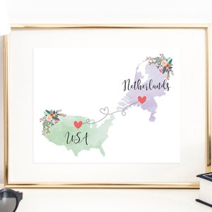 Art mural Etats-Unis Pays-Bas / Impression Pays-Bas Etats-Unis / Impression Etats-Unis Pays-Bas / Impression révélateur de voyage / Cadeaux militaires / Révélation vacances