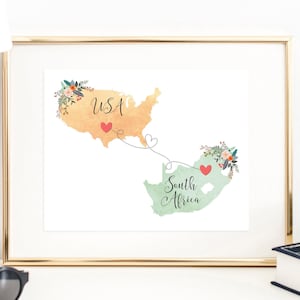 USA Południowa Afryka Sztuka ścienna / Południowa Afryka USA Wydruk / Stany Zjednoczone Południowa Afryka Wydruk / Wydruk z podróży / Prezenty wojskowe / Wydruk z wakacji