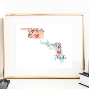 Oklahoma Florida Wall Art / Florida Oklahoma Print / Florida Hostess Gift / Verhuizen naar Oklahoma / Weggaan naar College Gift / Florida Poster