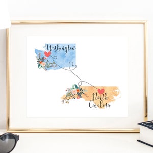 North Carolina Washington Wandkunst / Washington North Carolina Druck / Washington Hostessen Geschenk / Missing You Geschenk / PenPal Geschenke