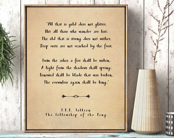All That Is Gold Does Not Glitter Print / JRR Tolkien Print / Physical Print Mailed to You / The Fellowship of the Ring / 8x10 or 11x14
