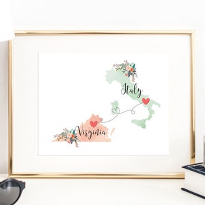 Virginia Italy Wall Art / Italy Virginia Print / Italy Virginia Print / Italian Exchange Student Gift / Italy Hostess Gifts / Italy Souvenir