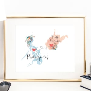 West Virginia Philippines Wall Art / Philippines Print / Philippines Decor / West Virginia Decor / Filipino Exchange Student