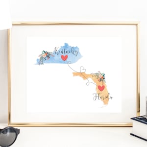 Kentucky Florida Wall Art / Florida Kentucky Print / Kentucky Decor / Florida Decor / Kentucky Poster / Going Away Party Gift