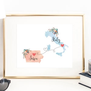 Iowa Italy Wall Art / Italy Iowa Print / Italy Hostess Gift / Moving to Italy / Italian Exchange Student Gifts / Italy Decor Italy Wall Art