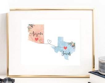 Art mural Texas Arizona / Impression Arizona Texas / Impression Texas Arizona / Impression deux États / Décoration État / Décoration Texas