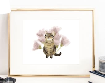 トラ猫のプリント/猫好き/猫のプリント/猫の壁アート/トラ猫のアート/メモリアル猫のプリント