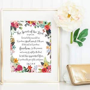 The Spirit of the Lord Print / Luke 4:18 Print / Isaiah 61 1 Print / Christian Print / Bible Print / Scripture Print / Scripture Wall Art