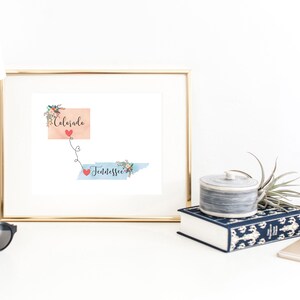 Colorado Tennessee Wall Art / Tennessee Colorado Print / Hostess Thank You Gift / State Decor / Closing Gift / Long Distance Gift
