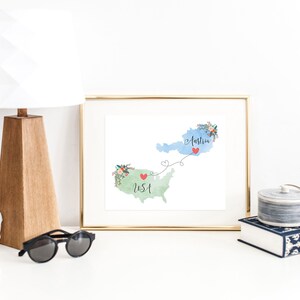 Arte de pared de EE. UU., Austria / Impresión de Austria, EE. UU. / Impresión de Estados Unidos, Austria / Impresión de revelación de viaje / Regalo militar / Regalos para au pair / Revelación de vacaciones imagen 2