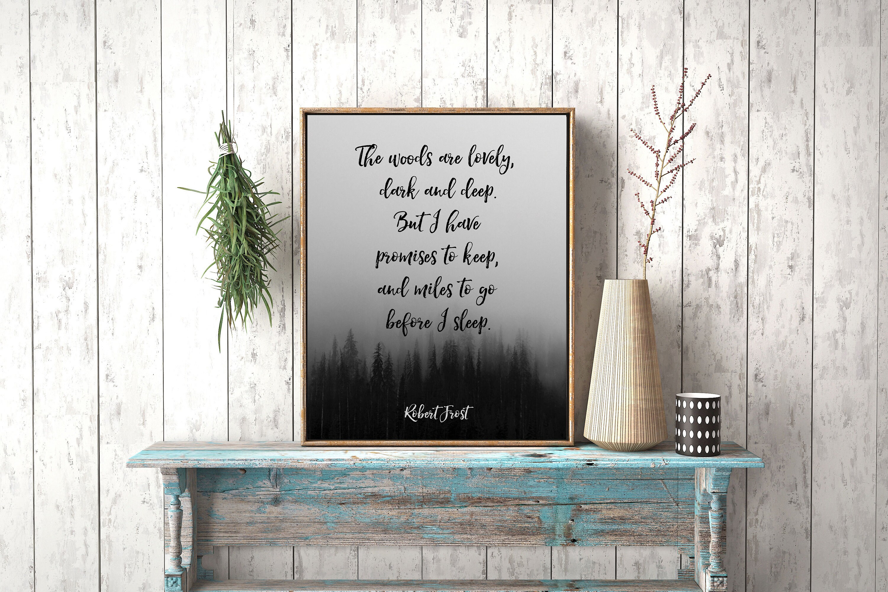 The Woods Are Lovely Dark and Deep Print / Robert Frost the Etsy