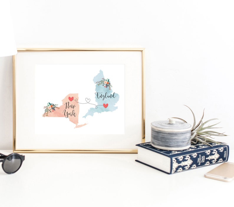 New York England Wall Art / England New York Print / England Etsy