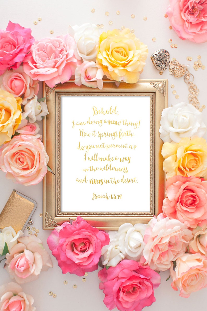 Gold Foil Isaiah Print Scripture Print Behold I Am Doing A Etsy