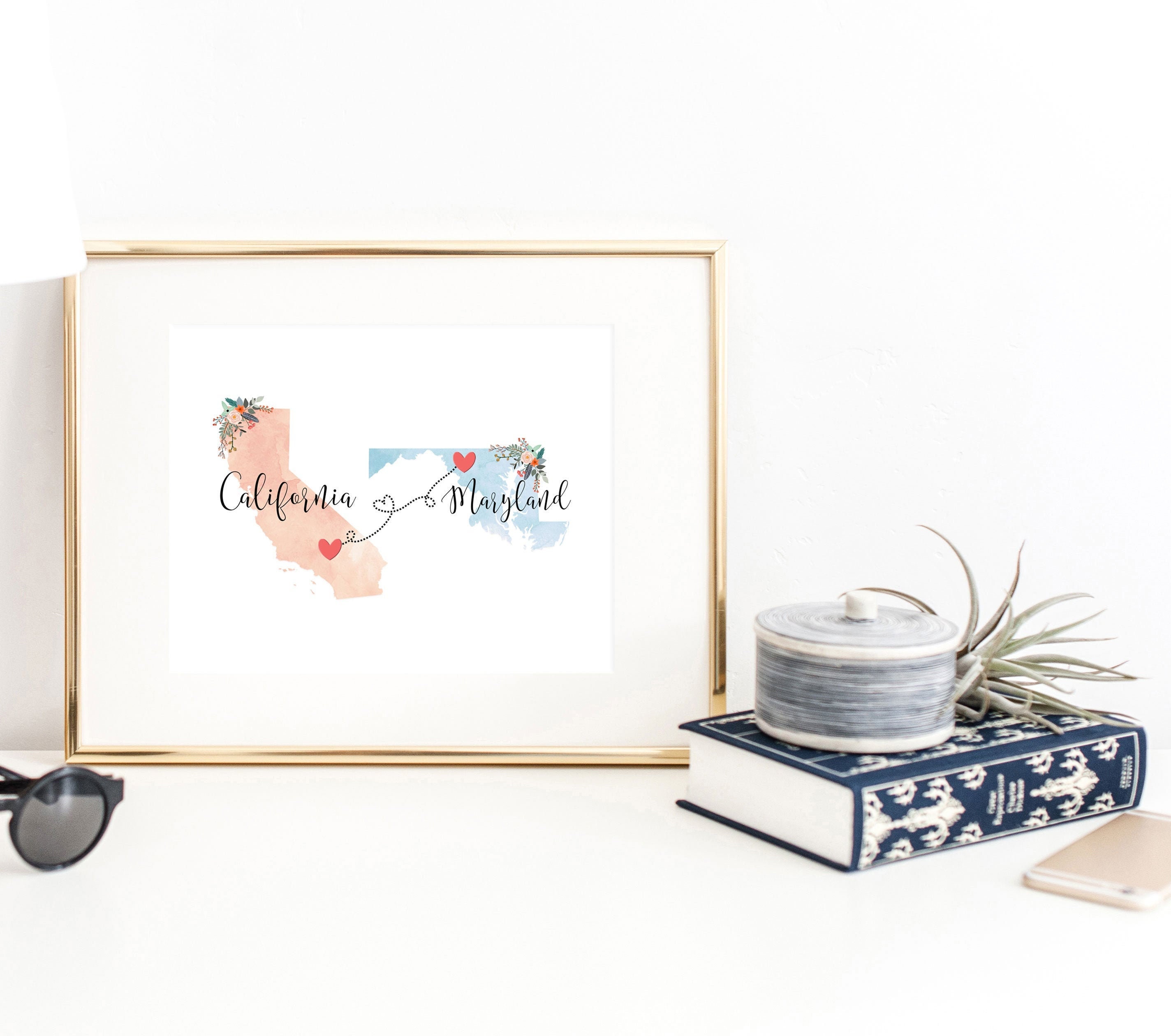 Vintage California Maryland Map Poster, Modern Home Decor Wall Art Print -  Custom Maps \u0026 Posters, image size:2848x2520