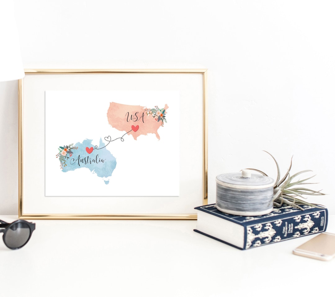 USA Australia Wall Art / Australia USA Print / United States Australia