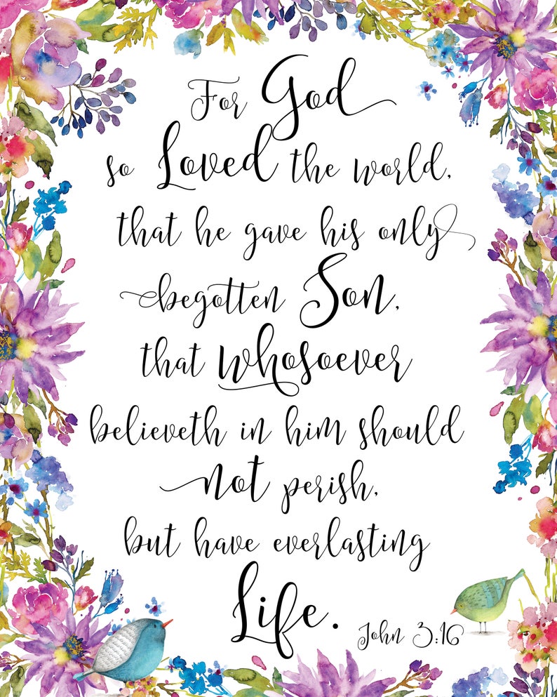 John 3 16 Print / John 3 16 Sign / John 3 16 Wall Art / for  Etsy