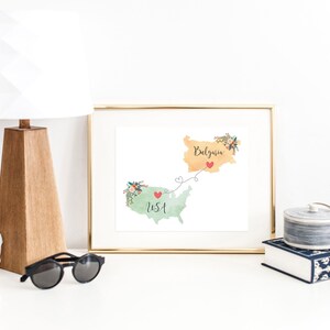 USA Bulgaria Wall Art / Bulgaria USA Print / United States Bulgaria Print / Trip Reveal Print / Military Gifts / Au Pair / Vacation Reveal image 2