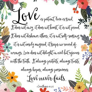 Love is Patient Love is Kind Print / Love Never Fails Sign / 1 ...