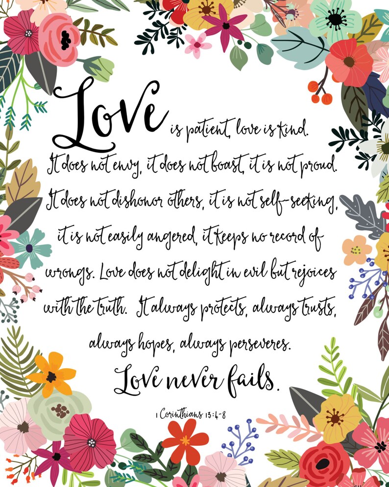 Love is Patient Love is Kind Print / Love Never Fails Sign / 1 Etsy