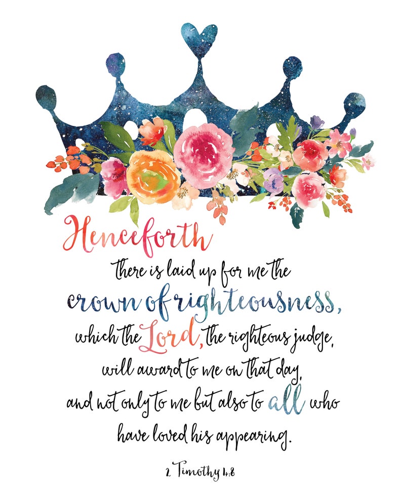 2 Timothy 4:8 Print / Flower Crown Print / Crown of - Etsy