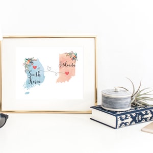 Indiana South Korea Wall Art / South Korea Indiana Print / South Korea Hostess Gift / Moving to Indiana / Going Away Gift