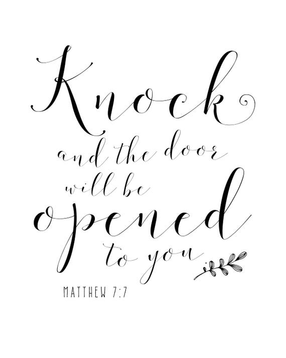 Knock And The Door Will Be Opened To You Matthew 7 7 Etsy