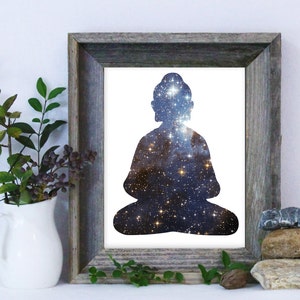 Buddha Print / Buddha Wall Art / Buddhism Art / Galaxy Print / Meditation Print / Yoga Print / Yoga Poster image 1