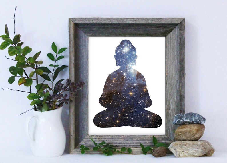 Buddha Print / Buddha Wall Art / Buddhism Art / Galaxy Print / Meditation Print / Yoga Print / Yoga Poster image 1