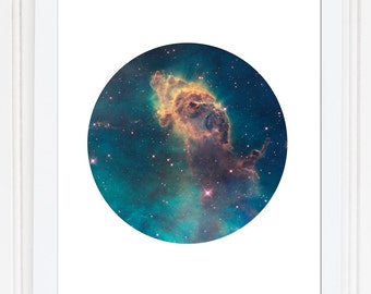 Hubble Telescope Space Print / Nebula Print / Galaxy Print / Science Print / Universe Print / Circle Print / 5x7, 8x10, 13x19