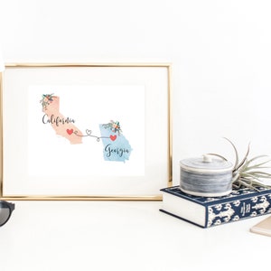 Art mural Californie, Géorgie, impression California Georgia, impression Georgia California, impression deux États, décoration de l'État