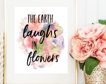 Framed Print / The Earth Laughs in Flowers Print / Floral Wall Art / Floral Decor / Pink Decor / Shipped Print / Pink Wall Art