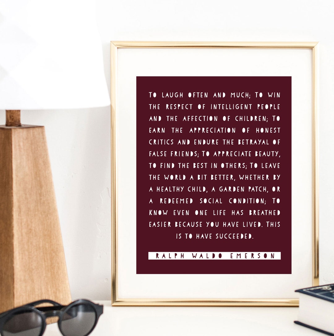 To Laugh Often and Much Print / Plum Decor / Maroon Wall Art / Ralph ...