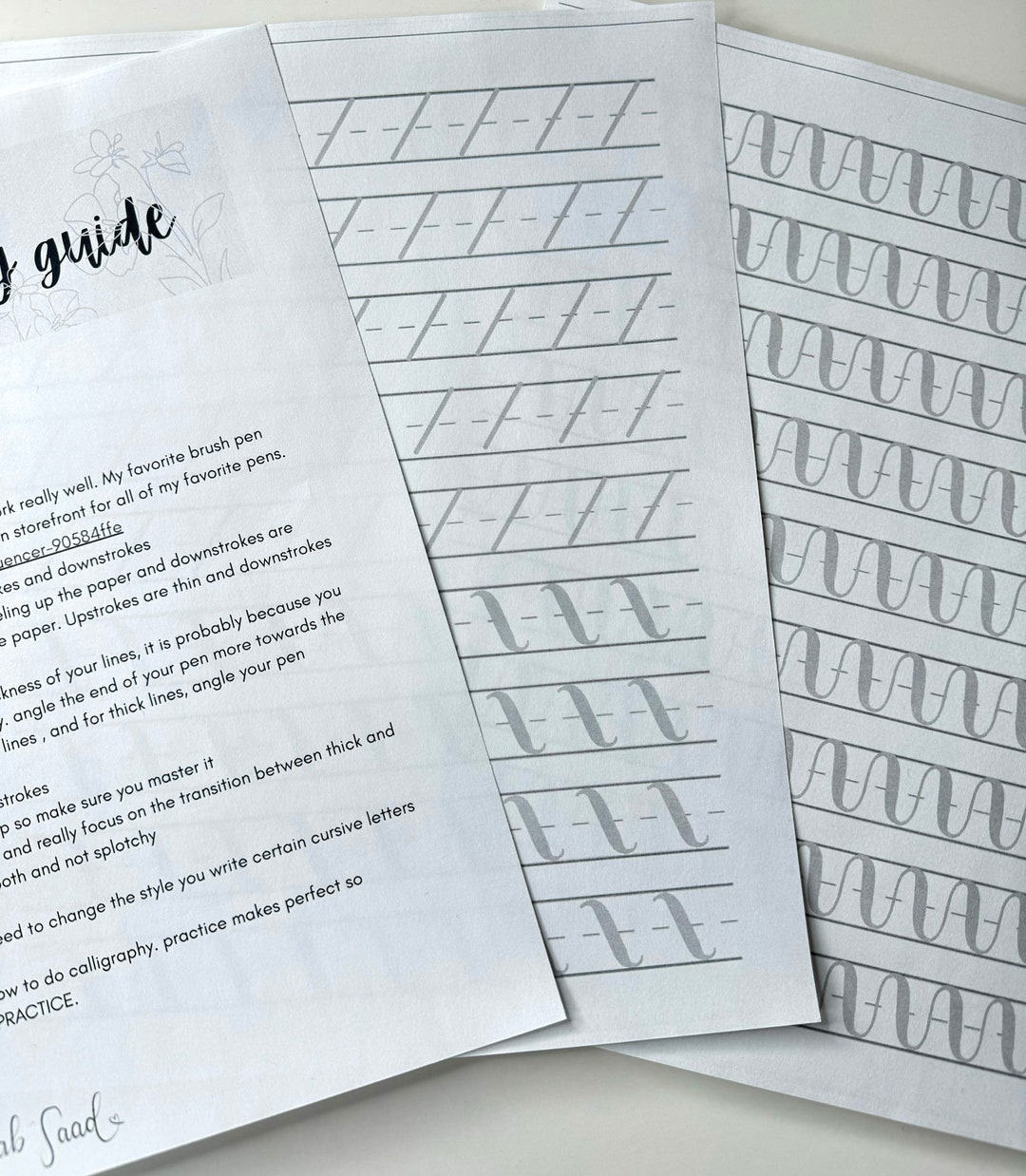 Script Calligraphy Guide CALLIGRAPHY GUIDE - Etsy