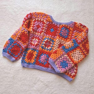 Granny square sweater - English crochet pattern PDF