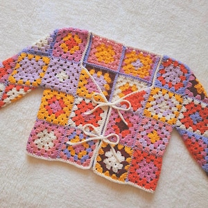 Granny square cardigan - English crochet pattern PDF