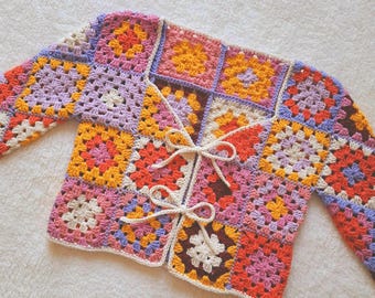 Granny square cardigan - English crochet pattern PDF