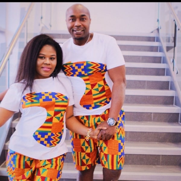 Unisex Top and Short Set, Gender Neutral Kente Clothing, African Print Tee and Short, Traditional Wear, 9ja Tribal Cultural Outfit, Gifts