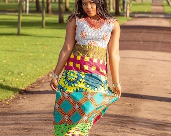 Ankara Mix-Max Dress, Vintage Gown, African Print Dress, Nigerian Native Wear, Owambe Dress, African Traditional Asoebi Cultural Dress,Dress