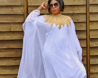 Luxury Gold Embellished Kaftan, Indian Gown, Abaya, African Traditional Wear, Dubai Outfit, Long Gown, Rich Aunty Gown, Formal Event Dress