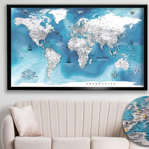 Personalized Push Pin Travel Map, Pirate World Map Canvas, Detailed Map of The World, Family World Map, Gift For Dad