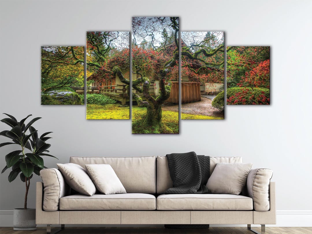 Portland Japanese Garden Wall Art, 5 Panels Japanese Garden, Large ...