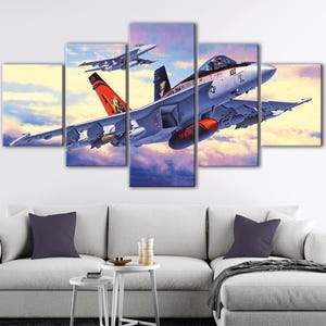 FA-18 Super Hornet Leinwanddruck: 5-Panel Kampfjet