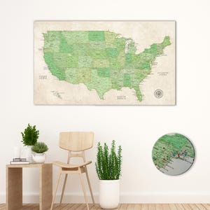 Golf Courses Push Pin USA Map: Personalized Canvas Travel Map