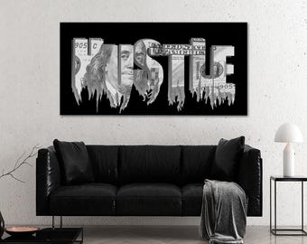 Dollar Hustle Canvas Art: Motivational Office Decor