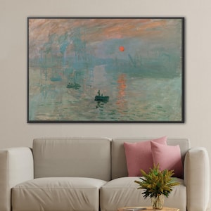 Claude Monet Impression Sunrise Framed Canvas Print: Fine Art Reproduction